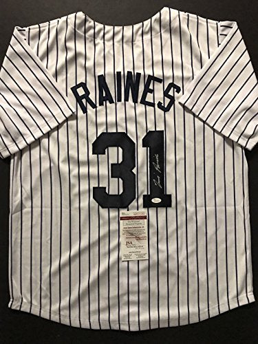 Autographed/Signed Tim Raines New York Pinstripe Baseball Jersey JSA COA - 757 Sports Collectibles