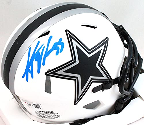 Leighton Vander Esch Autographed Dallas Cowboys Lunar Mini Helmet-Fanatics Blue - 757 Sports Collectibles