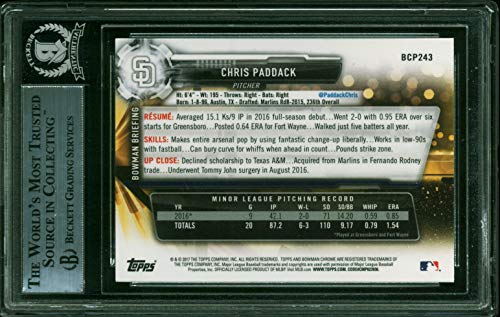 Padres Chris Paddack Signed 2017 Bowman Chrome Prospects #BCP243 Card BAS Slab - 757 Sports Collectibles