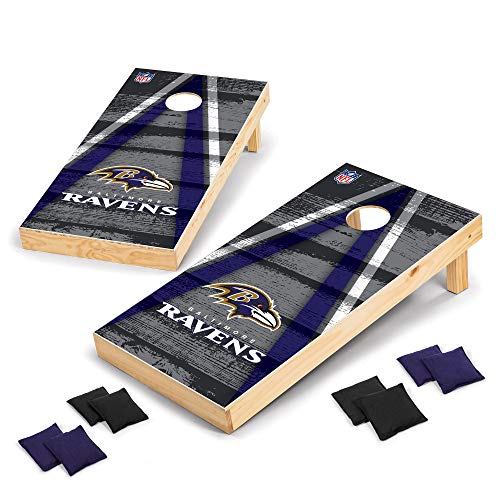 Wild Sports NFL Baltimore Ravens 2' x 4' Direct Print Vintage Triangle Wood Tournament Cornhole Set, Team Color - 757 Sports Collectibles