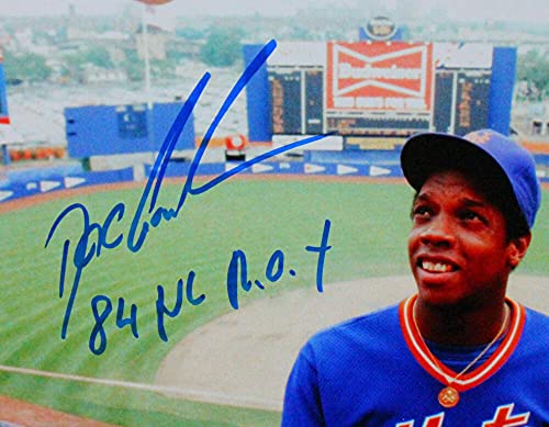 Dwight Gooden Autographed NY Mets Tossing Ball Photo w/ 84 NL ROY- JSA W Blue - 757 Sports Collectibles