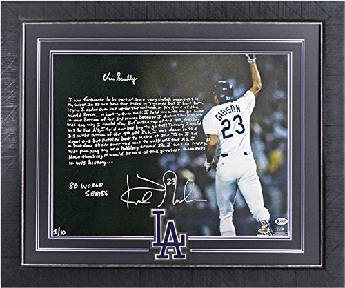 Dodgers Vin Scully & Kirk Gibson Signed & Framed 16X20 LE of 10 Photo BAS - 757 Sports Collectibles