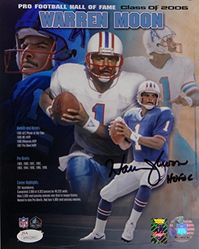 Warren Moon Autographed Houston Oilers 8x10 HOF Poster PF Photo W/ HOF- JSA W Auth