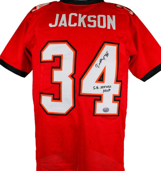 Dexter Jackson Autographed Red Pro Style Jersey w/SB MVP-Prova Auth Black - 757 Sports Collectibles