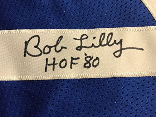 Autographed/Signed Bob Lilly"HOF 80" Dallas Retro Blue Football Jersey JSA COA - 757 Sports Collectibles