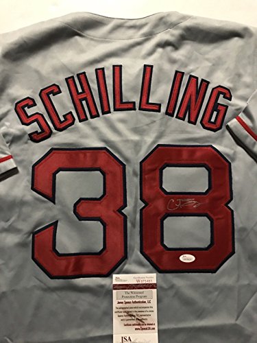 Autographed/Signed Curt Schilling Boston Grey Baseball Jersey JSA COA