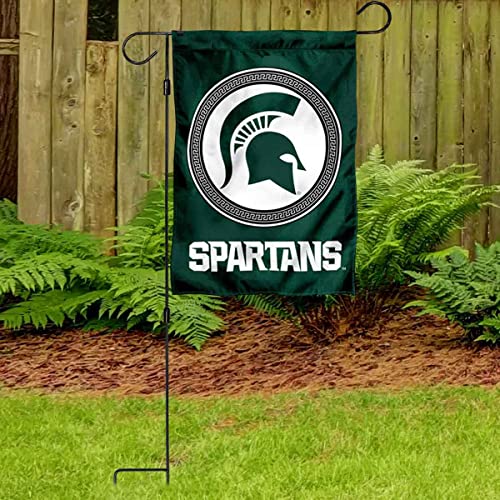 Michigan State Spartans Double Sided Shield Logo Garden Flag and Flag Stand Holder Flagpole Set - 757 Sports Collectibles