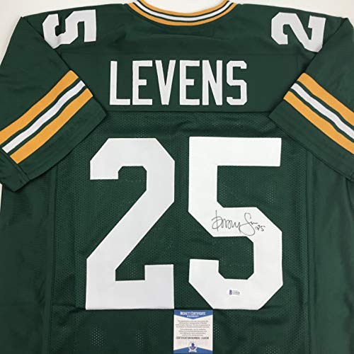 Autographed/Signed Dorsey Levens Green Bay Green Football Jersey Beckett BAS COA