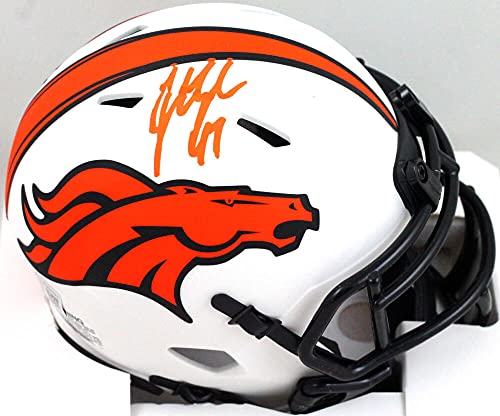 John Lynch Autographed Denver Broncos Lunar Mini Helmet- Beckett W Orange - 757 Sports Collectibles