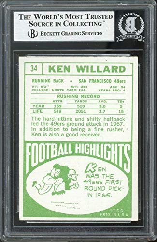 49ers Ken Willard '65-'73 Authentic Signed 1968 Topps #34 Card BAS Slabbed - 757 Sports Collectibles