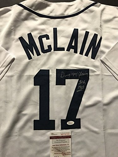 Autographed/Signed Denny McLain"31-6 1968" Detroit White Baseball Jersey JSA COA