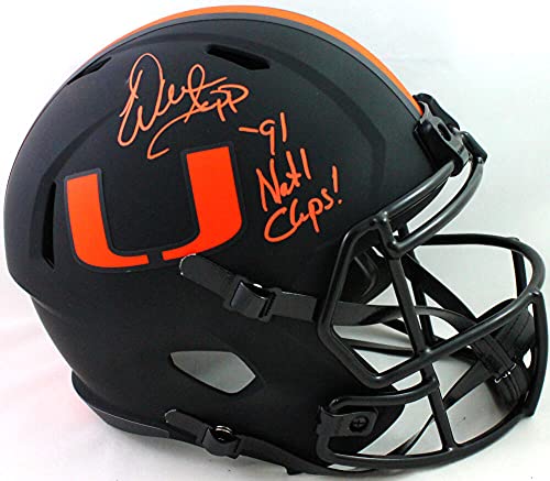 Warren Sapp Signed Miami Hurricanes Eclipse Speed FS Helmet w 91-BeckettWOrange - 757 Sports Collectibles