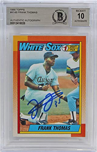 White Sox Frank Thomas Signed 1990 Topps #414B RC Card Auto Graded 10! BAS Slab - 757 Sports Collectibles