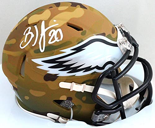 Brian Dawkins Autographed Eagles Camo Speed Mini Helmet- Beckett W White - 757 Sports Collectibles