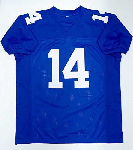 Y.A. Tittle Autographed Blue Pro Style Jersey With HOF- JSA Witnessed Auth - 757 Sports Collectibles