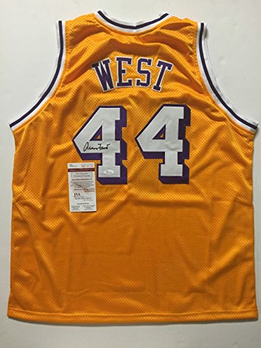 Autographed/Signed Jerry West Los Angeles LA Yellow Basketball Jersey JSA COA - 757 Sports Collectibles