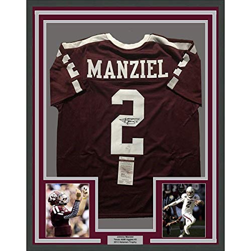 Johnny Manziel Autographed And Framed Maroon Texas A&M