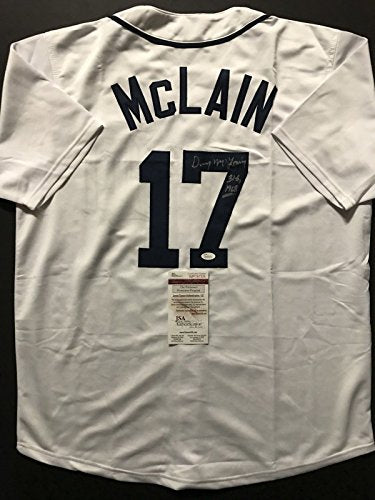 Autographed/Signed Denny McLain"31-6 1968" Detroit White Baseball Jersey JSA COA - 757 Sports Collectibles