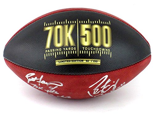 Brett Favre & Peyton Manning Autographed/Signed Wilson Authentic 70K Yards & 500 TDs NFL Football with Yardage & TD Inscription LE of 150 - 757 Sports Collectibles