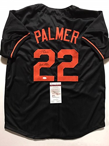 Autographed/Signed Jim Palmer"HOF 1990" Baltimore Black Baseball Jersey JSA COA - 757 Sports Collectibles