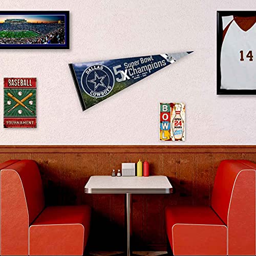 WinCraft Dallas Cowboys 5 Time Bowl Champions Pennant Banner Flag - 757 Sports Collectibles