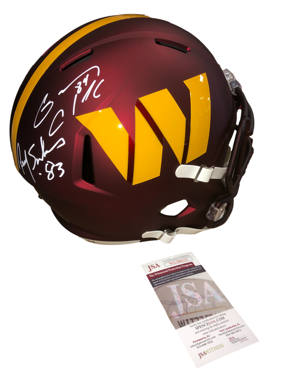 Washington Commanders Ricky Sanders Gary Clark Signed Auto Replica Full Size Helmet - JSA W COA - 757 Sports Collectibles