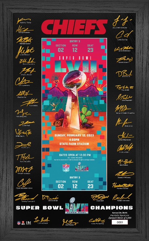 Kansas City Chiefs Super Bowl LVII Champions Signature Ticket Frame