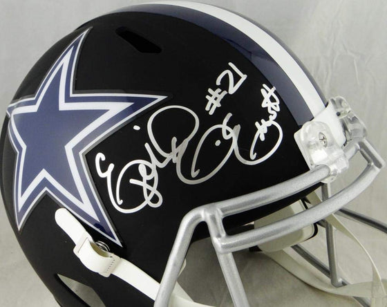 Ezekiel Elliott Autographed Dallas Cowboys F/S Flat Black Helmet- Beckett Auth Silver - 757 Sports Collectibles