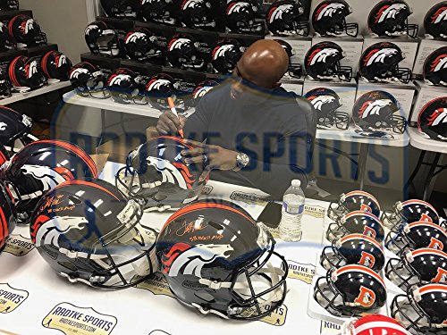 Terrell Davis Autographed/Signed Denver Broncos Full Size NFL Speed Helmet with "SB XXXII MVP" Inscription - 757 Sports Collectibles