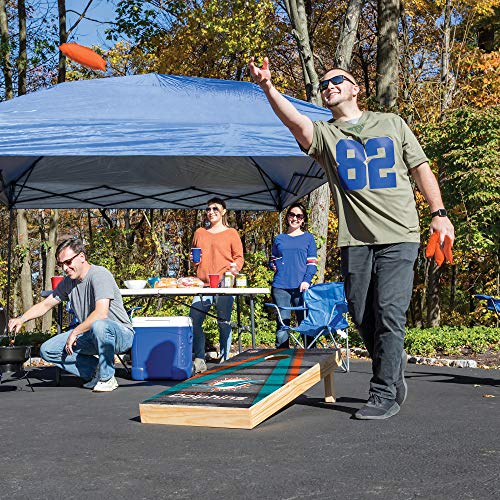 Wild Sports NFL Miami Dolphins 2' x 4' Direct Print Vintage Triangle Wood Tournament Cornhole Set, Team Color - 757 Sports Collectibles