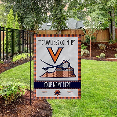 Rico Industries NCAA Virginia Cavaliers This is Cavaliers Country - Plaid Design Personalized Garden Flag - 757 Sports Collectibles