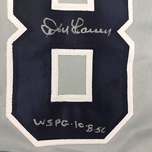 Framed Autographed/Signed Don Larsen Inscribed 33x42 New York Grey Baseball Jersey Beckett BAS COA - 757 Sports Collectibles