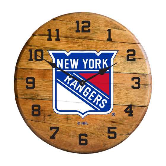 New York Rangers Oak Barrel Clock