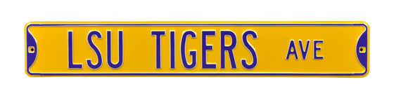 LSU Tigers Steel Street Sign-LSU TIGERS AVENUE on Yellow