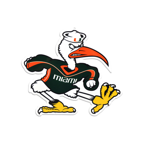 Miami Hurricanes Laser Cut Steel Logo Spirit Size-Ibis Mascot