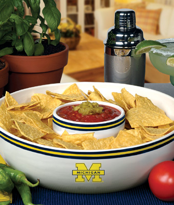 Michigan Wolverines Ceramic Chip and Dip Bowl