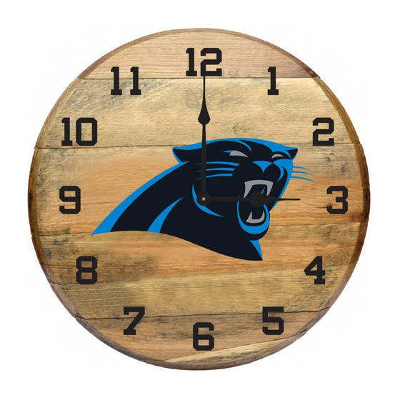 Carolina Panthers Oak Barrel Clock