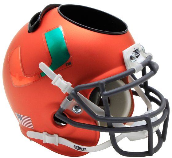 Miami Hurricanes Miniature Football Helmet Desk Caddy <B>Orange</B>