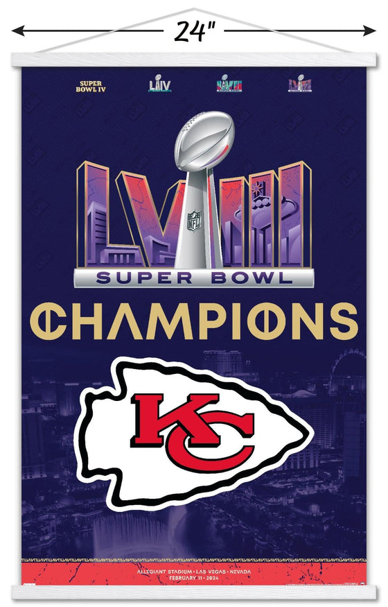 Trends International NFL Kansas City Chiefs - Super Bowl LVIII Team Logo Wall Poster with Magnetic Frame - 757 Sports Collectibles