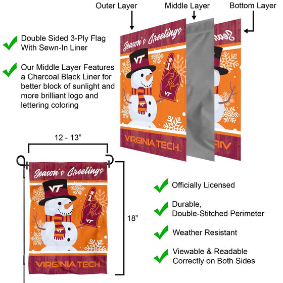 Virginia Tech Hokies Holiday Winter Snow Garden Banner Flag - 757 Sports Collectibles