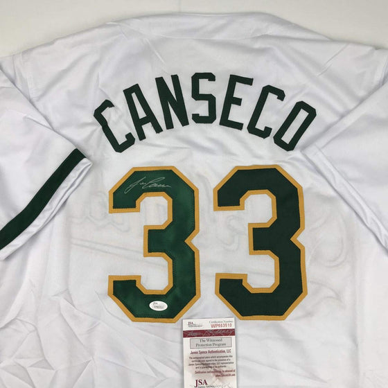 Autographed/Signed Jose Canseco Oakland White Baseball Jersey JSA COA - 757 Sports Collectibles