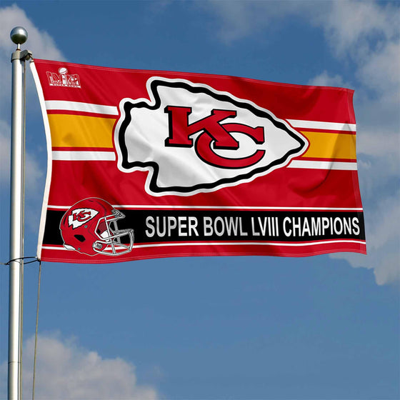 Kansas City Chiefs 2024 Super Bowl Champions Flag Outdoor Indoor 3x5 Foot Banner - 757 Sports Collectibles