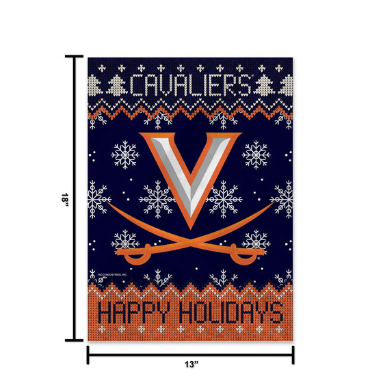 Rico Industries NCAA Virginia Cavaliers Winter/Snowflake 13" x 18" Double Sided Garden Flag - 757 Sports Collectibles