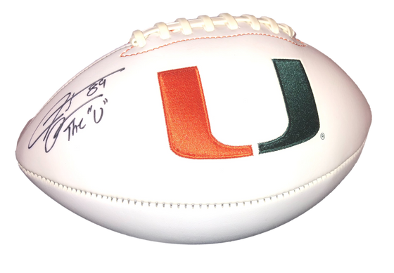 Miami Hurricanes Santana Moss Signed Auto Wht Logo Football - 757 COA - 757 Sports Collectibles