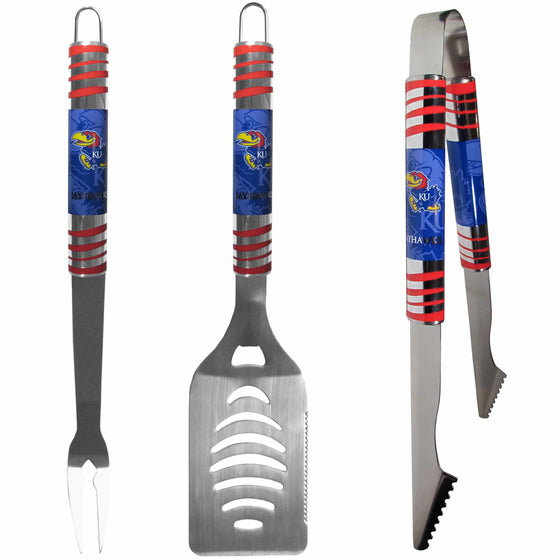 Kansas Jayhawks 3 pc Tailgater BBQ Set (SSKG) - 757 Sports Collectibles