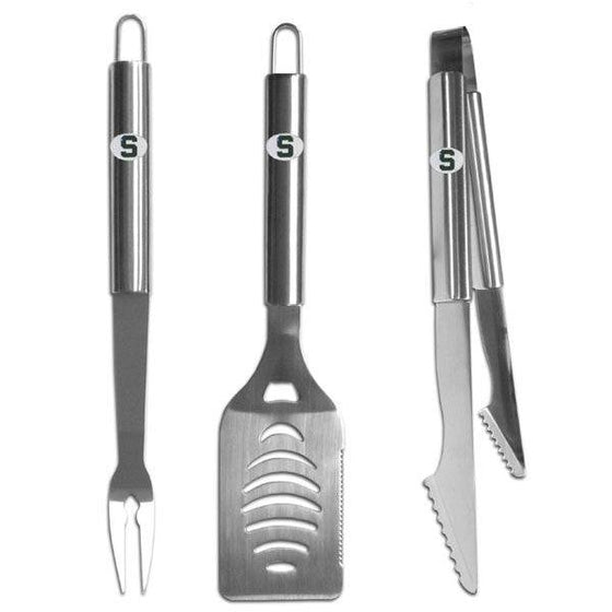 Michigan St. Spartans 3 pc Stainless Steel BBQ Set (SSKG) - 757 Sports Collectibles