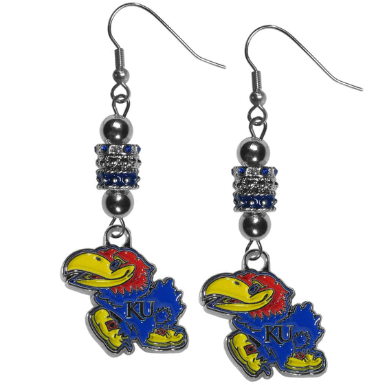 Kansas Jayhawks Euro Bead Earrings (SSKG) - 757 Sports Collectibles