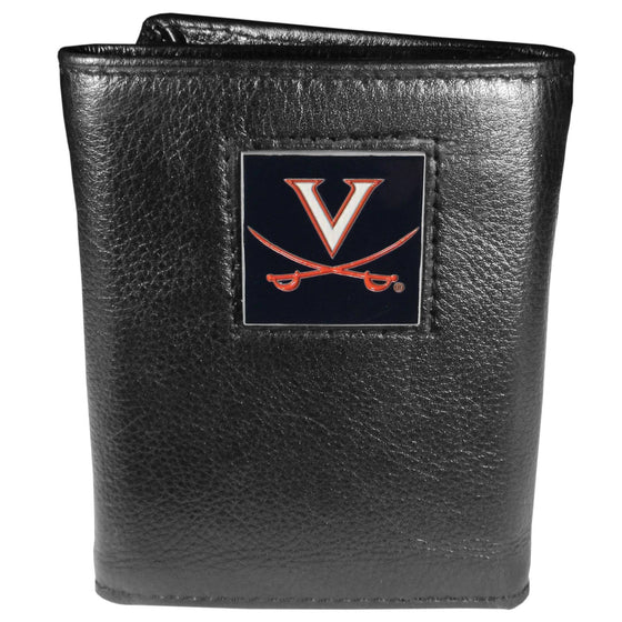 Virginia Cavaliers Deluxe Leather Tri-fold Wallet Packaged in Gift Box (SSKG) - 757 Sports Collectibles