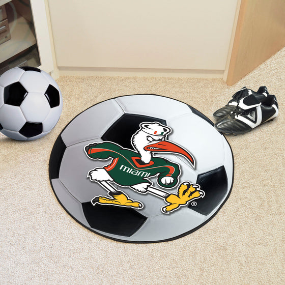 Miami Hurricanes Soccer Ball Rug - 27in. Diameter, Sebastian the Ibis