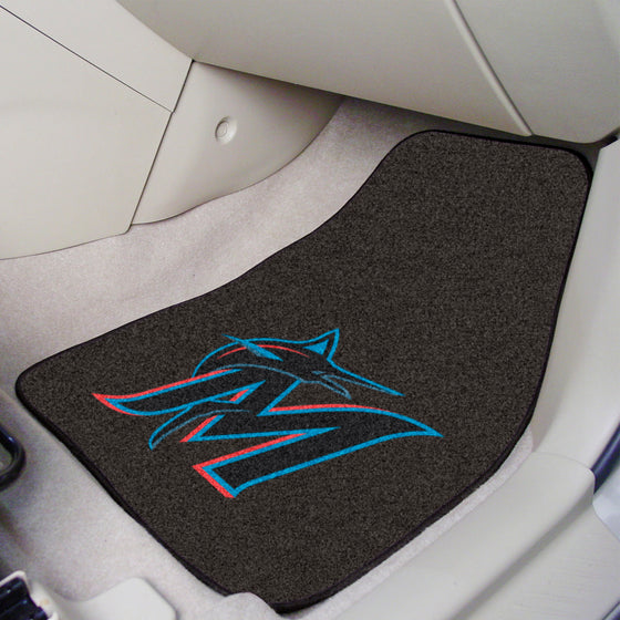 Miami Marlins Front Carpet Car Mat Set - 2 Pieces